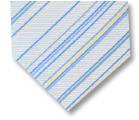 Gravata Coordinati prata listrada nas cores azul e amarelo.